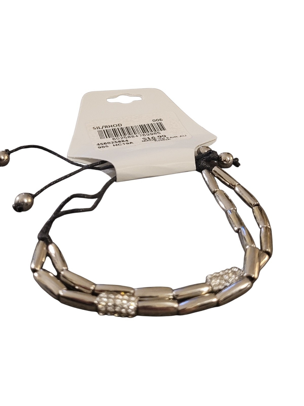 🥳5/$25!🥳 Adjustable Silver-Tone Beaded Bracelet with Crystal Accents